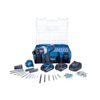   Ütvecsavarozó/fúró, akkus, 20V, 2 sebességes, szett, 206 db-os tartozékkal, Scheppach DTB20ProS