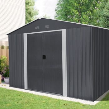   Fém kerti tároló 3 x 2,4 m nyeregtetővel (antracit) Riwall PRO RMSA 8x10 antracit