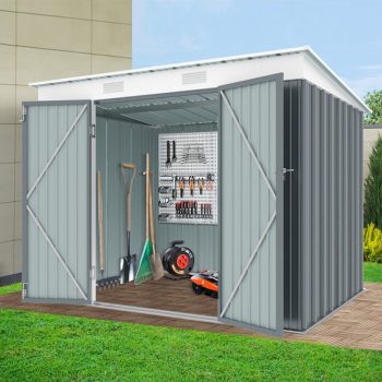   Fém kerti tároló 2,4 x 1,8 m lapostetővel (antracit) Riwall PRO RMSP 6x8 antracit