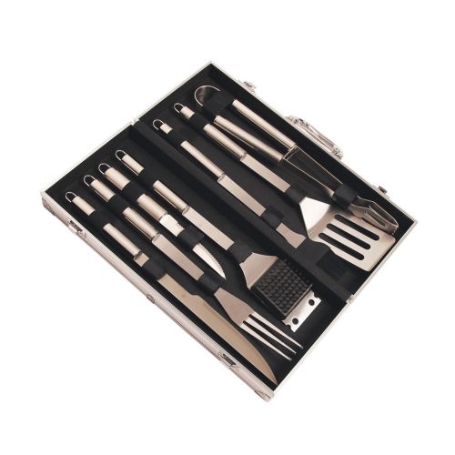 7 részes rozsdamentes acél grilleszköz készlet kofferben Riwall PRO RBBQ 7S SET