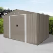 Fém kerti tároló 3 x 2,4 m nyeregtetővel (barna) Riwall PRO RMSA 8x10 brown