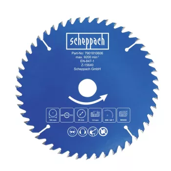 Körfűrészlap átmérő 165/20 mm, 48 fog Scheppach