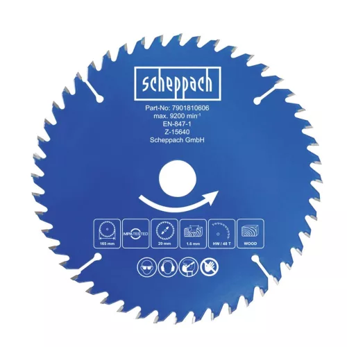 Körfűrészlap átmérő 165/20 mm, 48 fog Scheppach