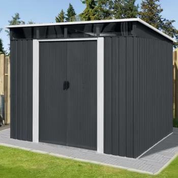   Fém kerti tároló 2,4 x 2,8 m lapostetővel (antracit) Riwall PRO RMSP 9x8 antracit LUX