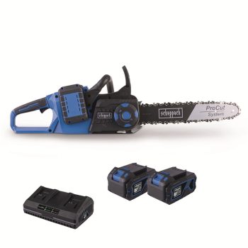   Akkus láncfűrész IXES 2x20V + 2x 4Ah akkumulátor + 4,5 A-es dupla töltő Scheppach BC-CS355DUO-X-SET XL2