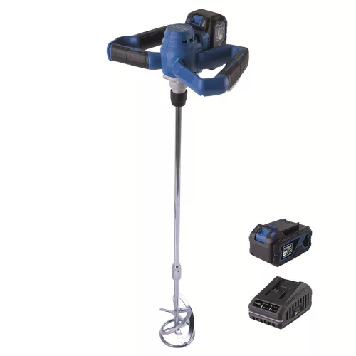 Akkus építőanyag-keverő indukciós motorral IXES 20V (4Ah akkuval és 2,4A töltővel) Scheppach BC-PMX100-X-SET L