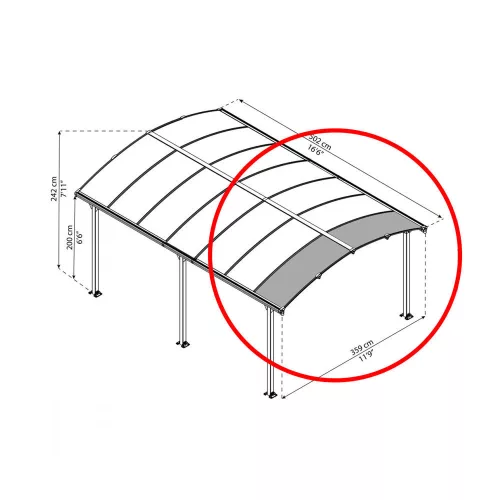 Bővítő elem Arcadia kocsibeállókhoz (70 cm) Palram - Canopia