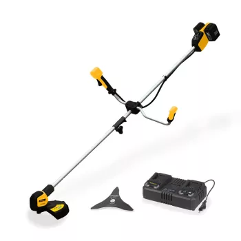   Akkus bozótvágó 40 V (2 x 20 V) + 2x 4 Ah akkumulátor + dupla gyorstöltő 4,5 A Riwall PRO RABC 2620i SET