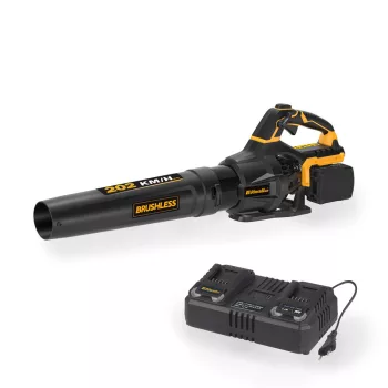   Akkus lombfúvó 40 V (2 x 20 V) + 2x 4 Ah akkumulátor + dupla gyorstöltő 4,5 A Riwall PRO RABL 3220i SET