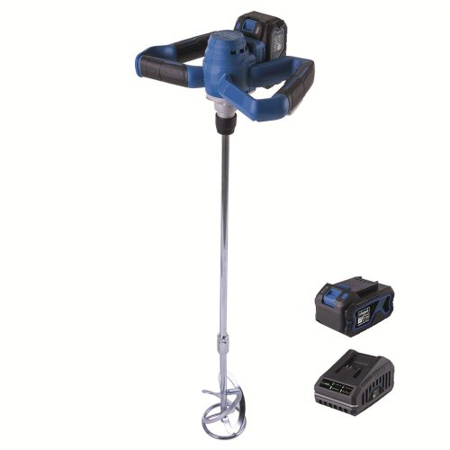 Akkus építőanyag-keverő indukciós motorral IXES 20V (4Ah akkuval és 2,4A töltővel) Scheppach BC-PMX100-X-SET L