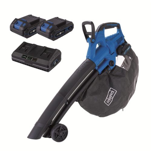 Akkus lombszívó/-fúvó IXES 2x20V 4 az 1-ben (2 db 2Ah akkuval és 2,4A dupla töltővel) Scheppach BC-BLV720-X-SET S2