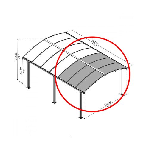 Bővítő elem Arcadia kocsibeállókhoz (210 cm) Palram