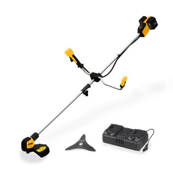   Akkus bozótvágó 40 V (2 x 20 V) + 2x 4 Ah akkumulátor + dupla gyorstöltő 4,5 A Riwall PRO RABC 2620i SET