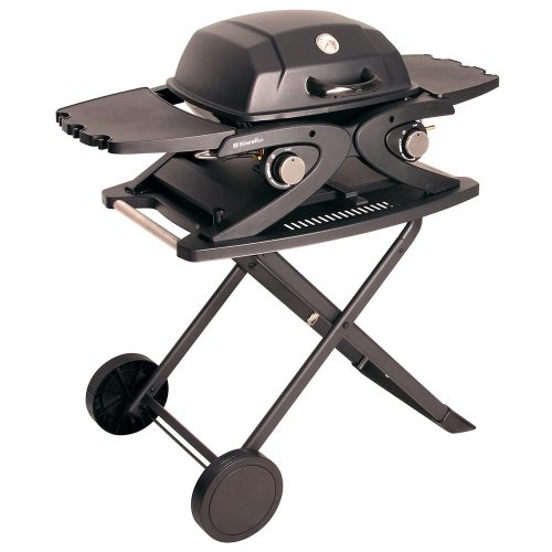 Gázüzemű mobil grillsütő 4,2 kW, 2 gázégővel és összecsukható asztallal Riwall PRO RGG 20 Compact SET